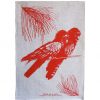 Black Cockatoo tea towel handprinted with waterbased pigment onto a natural linen base.